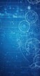 © Georgii - Intricate blue mechanical blueprint design with circular patterns and technical detailing