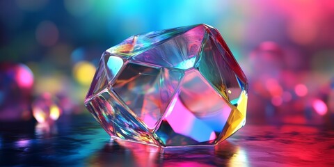 Iridescent background crystal glass abstract shape