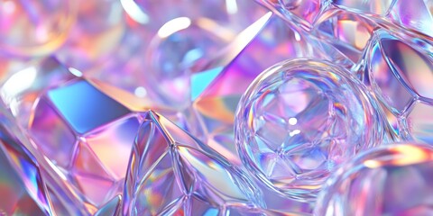 Iridescent background crystal glass abstract shape