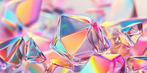 Iridescent background crystal glass abstract shape