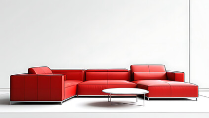 Wall Mural - red leather sofa