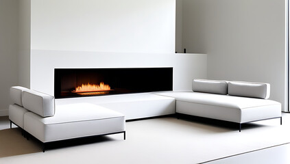 Wall Mural - sofa daybed sofa sit fireplace