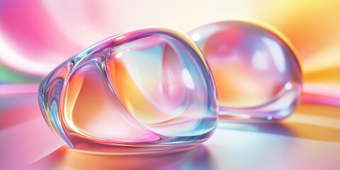 Iridescent background crystal glass abstract shape