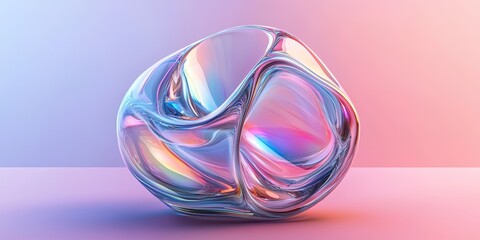 Iridescent background crystal glass abstract shape