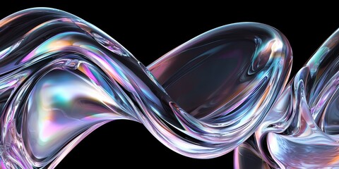 Iridescent background crystal glass abstract shape