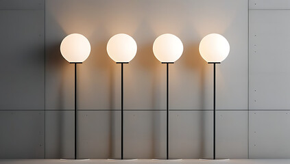 Wall Mural - three lamps concrete wall