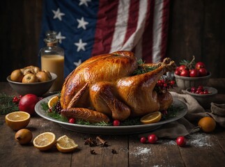 Festively garnished turkey served with pride for all to enjoy