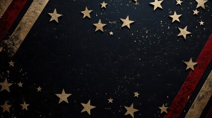 Grunge background with stars and stripes, vintage style, dark color palette.