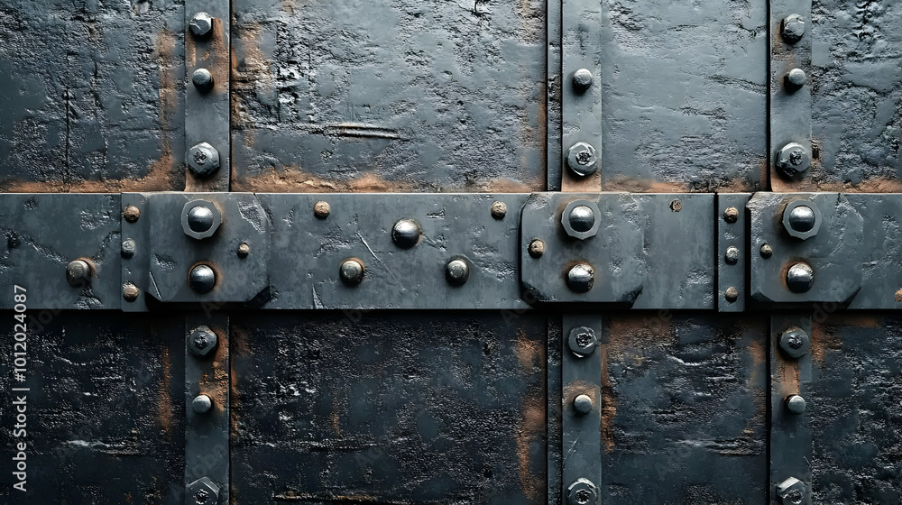 Dark Metal Texture Background - Bolts and Rivets Stock Photo | Adobe Stock