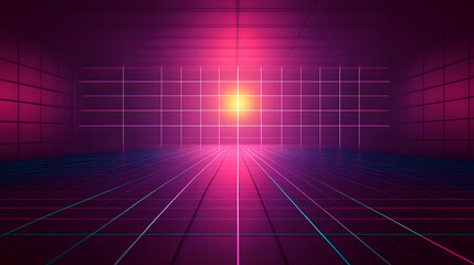 Canvas Print - Minimalist Synthwave Grid Background for YouTube Thumbnail