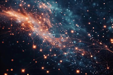 Leinwandbilder - A captivating display of interconnected stars and cosmic elements illuminating a dark expanse in a mesmerizing swirl of colors and patterns