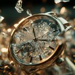 © สมเจตน์ หนูแก้ว - Broken luxury watch surrounded by shattered glass, isolated background