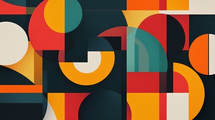 Poster - Colorful abstract geometric shapes on a dark background