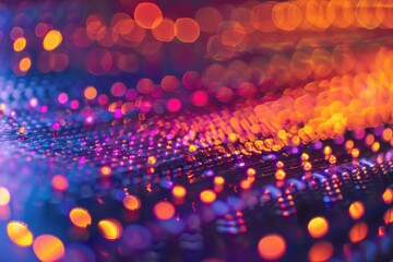 Fototapete - Vibrant light patterns illuminate a futuristic landscape with colorful reflections and dynamic shapes in an abstract digital art display