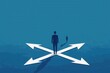 © Art_You - Person standing at a crossroads with three arrows symbolizing decision making and direction in an abstract concept of choices and future pathways