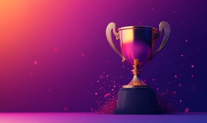 Trophy cup on purple background, victory and success concept. Vibrant graphic style. Generative AI