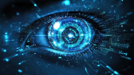 Digital Brain. Concept of Artificial Intelligence in Virtual Cyberspace with Binary Code