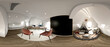 © murattellioglu - 3d render of modern home interior living room, 360 degree view