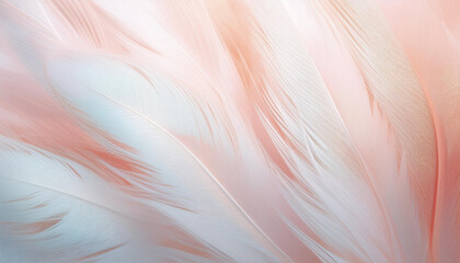 Soft pastel texture detail of bird feathers, transparent background, wallpaper, soft transition of pink and white colors. 