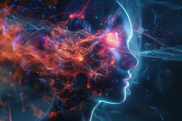 Poster - A vibrant display of electrical circuits and glowing lights in a futuristic digital landscape at night
