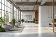 © MG - Modern open office space with white walls and natural light, concept of workspace productivity.  3D Rendering, Generative AI