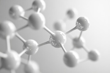 Gray white molecule model over grey, Generative AI