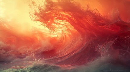 Wall Mural - Dramatic Sunset Wave - Ocean Photography