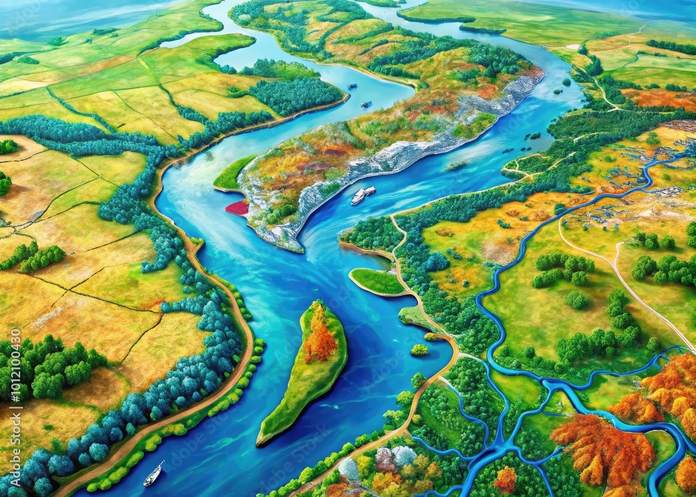 Detailed Map of the Mississippi River with Major Cities, Tributaries