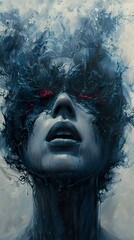 Wall Mural - Surreal Female Portrait with Intriguing Expression