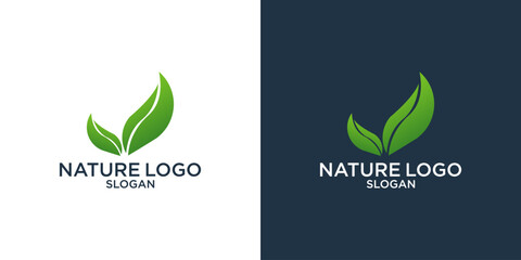 green leaf logo design vector and nature symbol