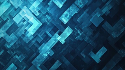 Wall Mural - abstract geometric design with layered shapes in shades of blue and teal.