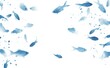 © kkkiim graphic - Vector Illustration of Small Fish Swimming on White Background: Cute and Simple Design in White and Blue Tones with Watercolor Effect