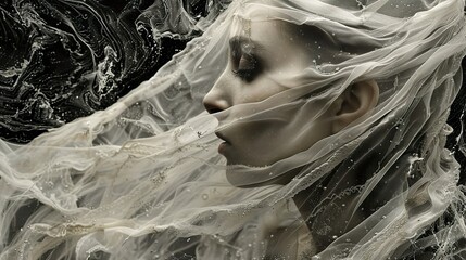 Wall Mural - Dreamy Portrait of a Woman in a Veil