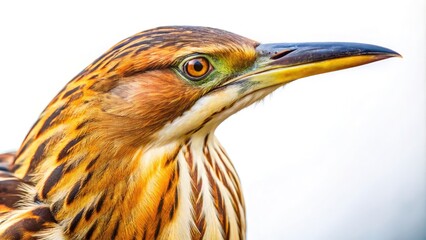 Elegant Bittern Isolated on White Background, Nature Wildlife Bird with Distinctive Features