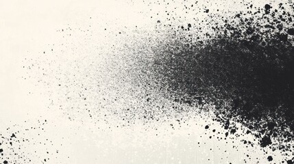 Poster - abstract image featuring a gradient of black particles dispersing against a light background.