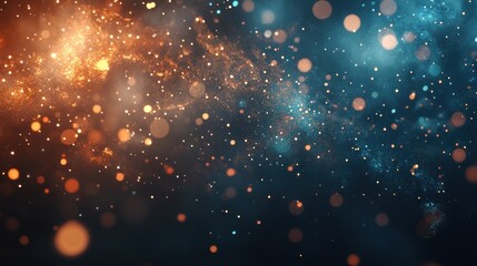 Wall Mural - a vibrant abstract background featuring glowing particles in blue and orange hues.