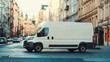 © B 7 YOU - A white delivery van parked on a city street, surrounded by urban architecture.
