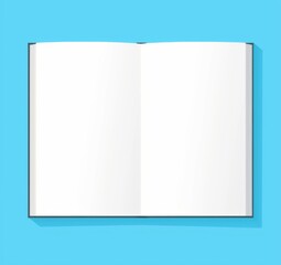 White Book Cover Template Flat Lay on Blue Background in Minimalistic Style, Featuring Simple Design Without Shadows or Text.

