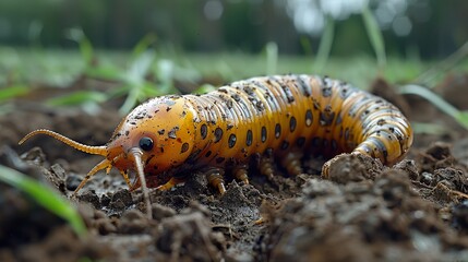 Canvas Print - Close-Up of a Strikingly Patterned Insect Crawling on the Ground