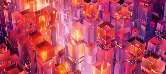 Canvas Print - Vibrant Abstract Geometric Composition in Purple and Orange Hues Featuring Dynamic Shapes and Bold Color Contrasts for a Modern and Eye-Catching Visual Experience