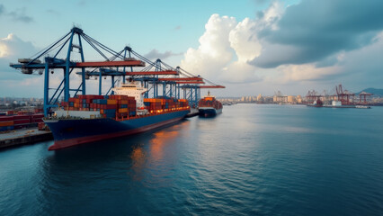 Cargo Ships in Port