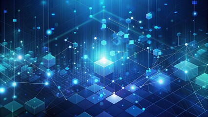 Abstract technology network with glowing nodes and lines. Modern and sophisticated background for banners, posters and social media.