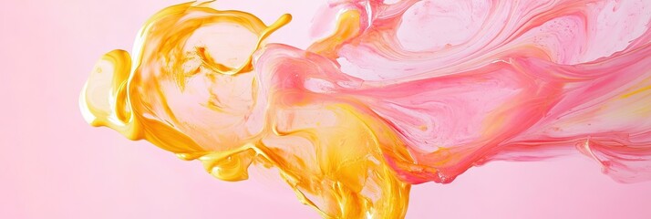 Wall Mural - pink and yellow paint swirl 