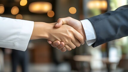 Close-up of Two Hands Shaking in Agreement