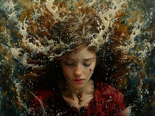 Canvas Print - Woman Submerged in Water: A Surreal Portrait