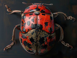 Sticker - Red Beetle Macro Photography: A Detailed Look at Nature's Beauty