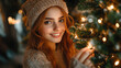 © Hovhannes - happy young girl decorating christmas tree in living room.