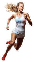 Wall Mural - PNG Woman athlete running jogging adult white background.