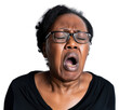 © Rawpixel.com - PNG Black mature woman having difficulty in breathing shouting glasses adult.