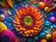© Danicha - Intricate Abstract Flower Drawing in Vibrant Colors with Swirling Patterns and Organic Shapes